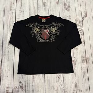 Avirex Men’s Thermal 2XL Graphic Tee Y2K Goth Ed Hardy Jersey Shore Black Gold